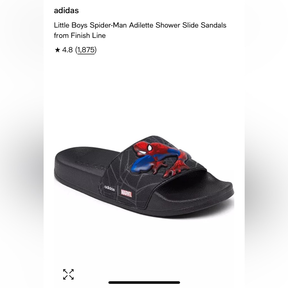Adidas Black and Red Sandals with Spider-Man Design